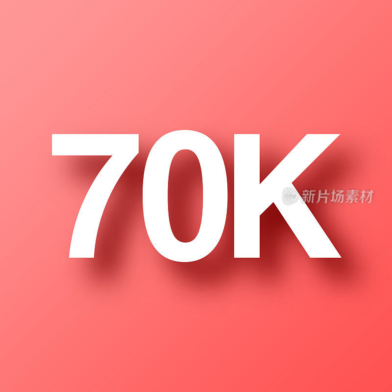 70K, 70000 - 70000。图标在红色背景与阴影